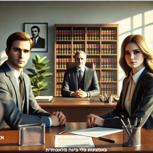 זוג יושב במשרדו של עורך דין